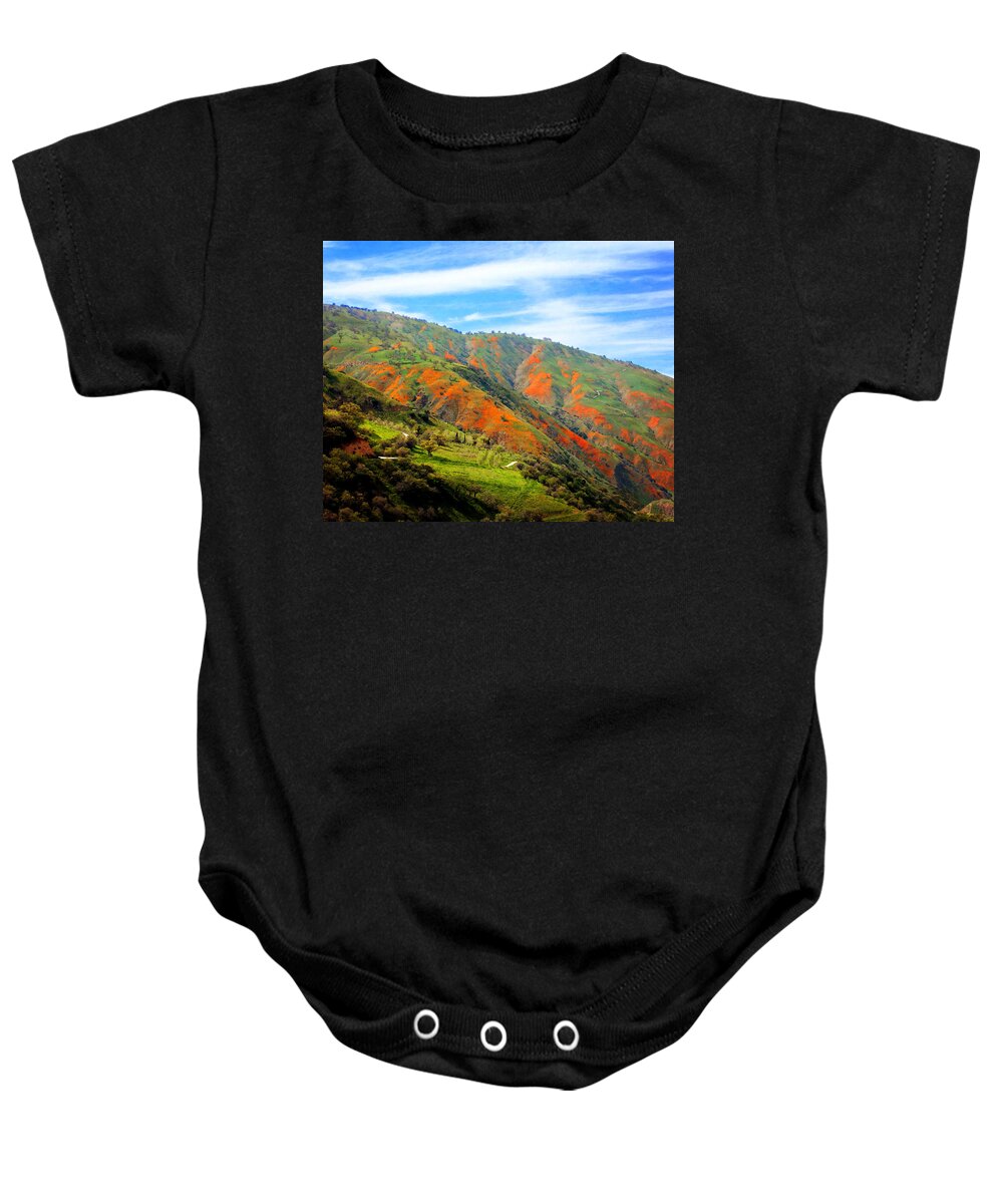 Mountains Baby Onesie featuring the photograph San Emigdio Mountains in Spring by Timothy Bulone