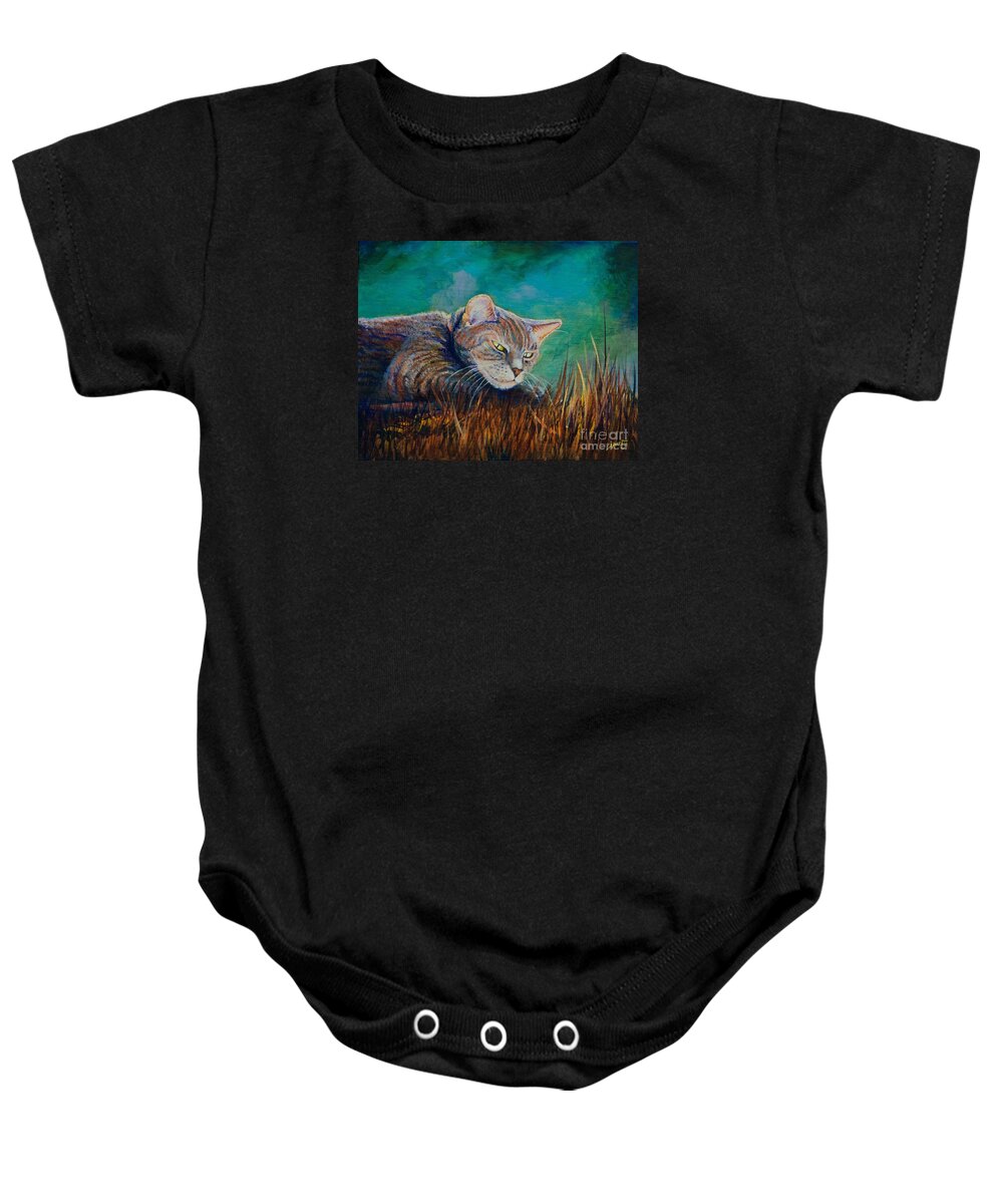 Pretty Baby Onesie featuring the painting Saphira's Lawn by AnnaJo Vahle