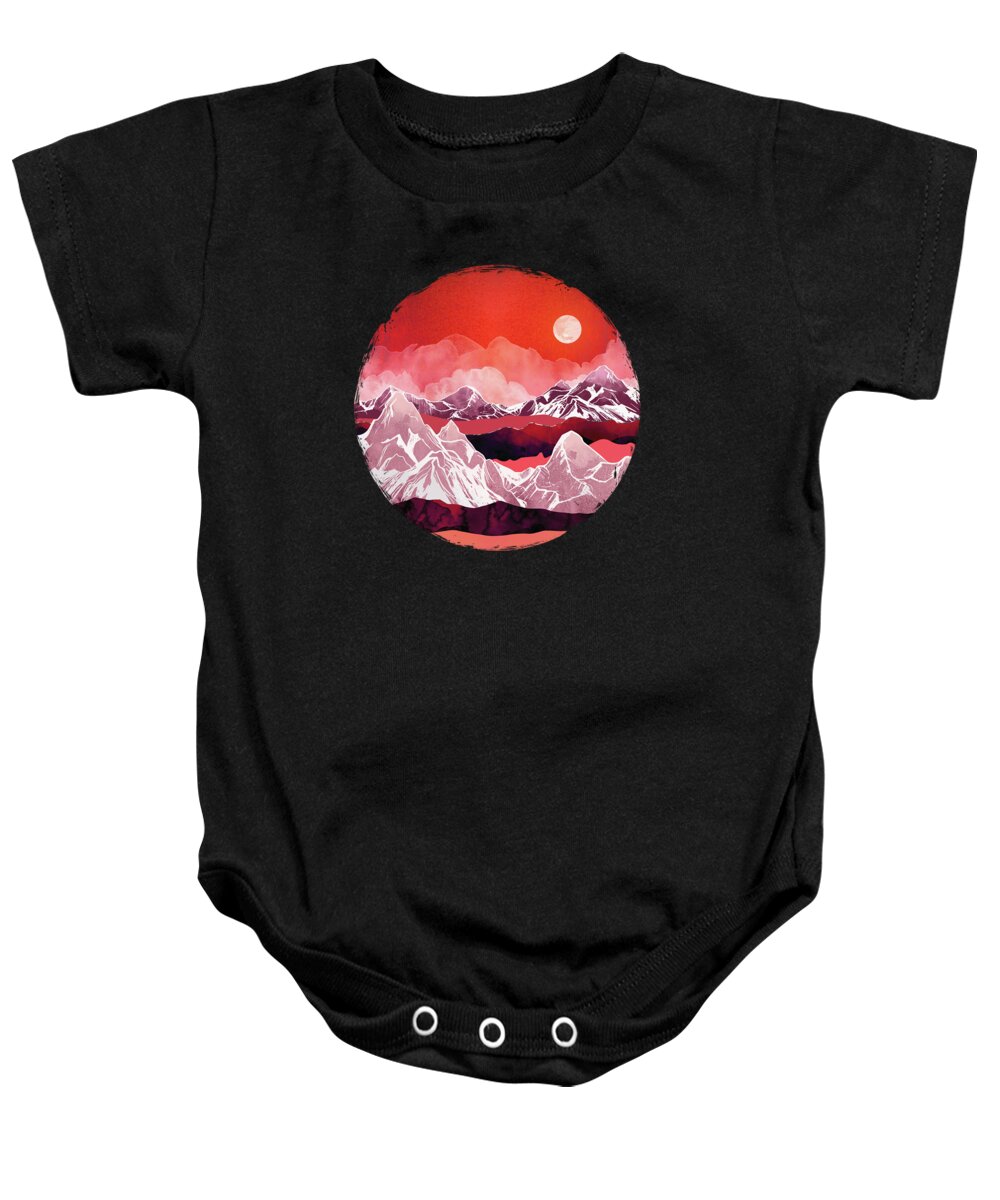 Scarlet Baby Onesie featuring the digital art Scarlet Glow by Spacefrog Designs