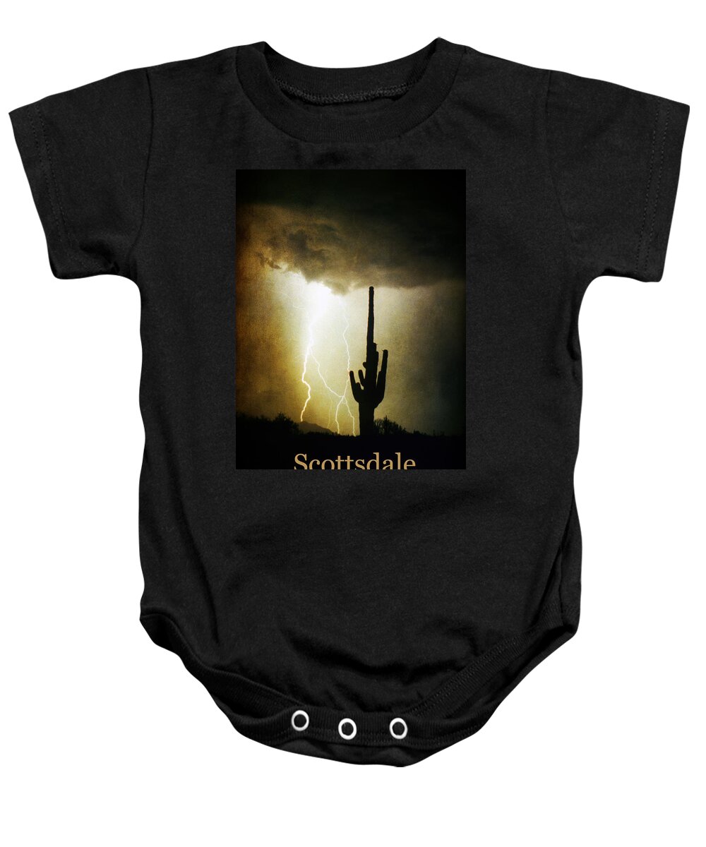 Scottsdale Baby Onesie featuring the photograph Scottsdale Arizona Fine Art Lightning Photography Poster by James BO Insogna