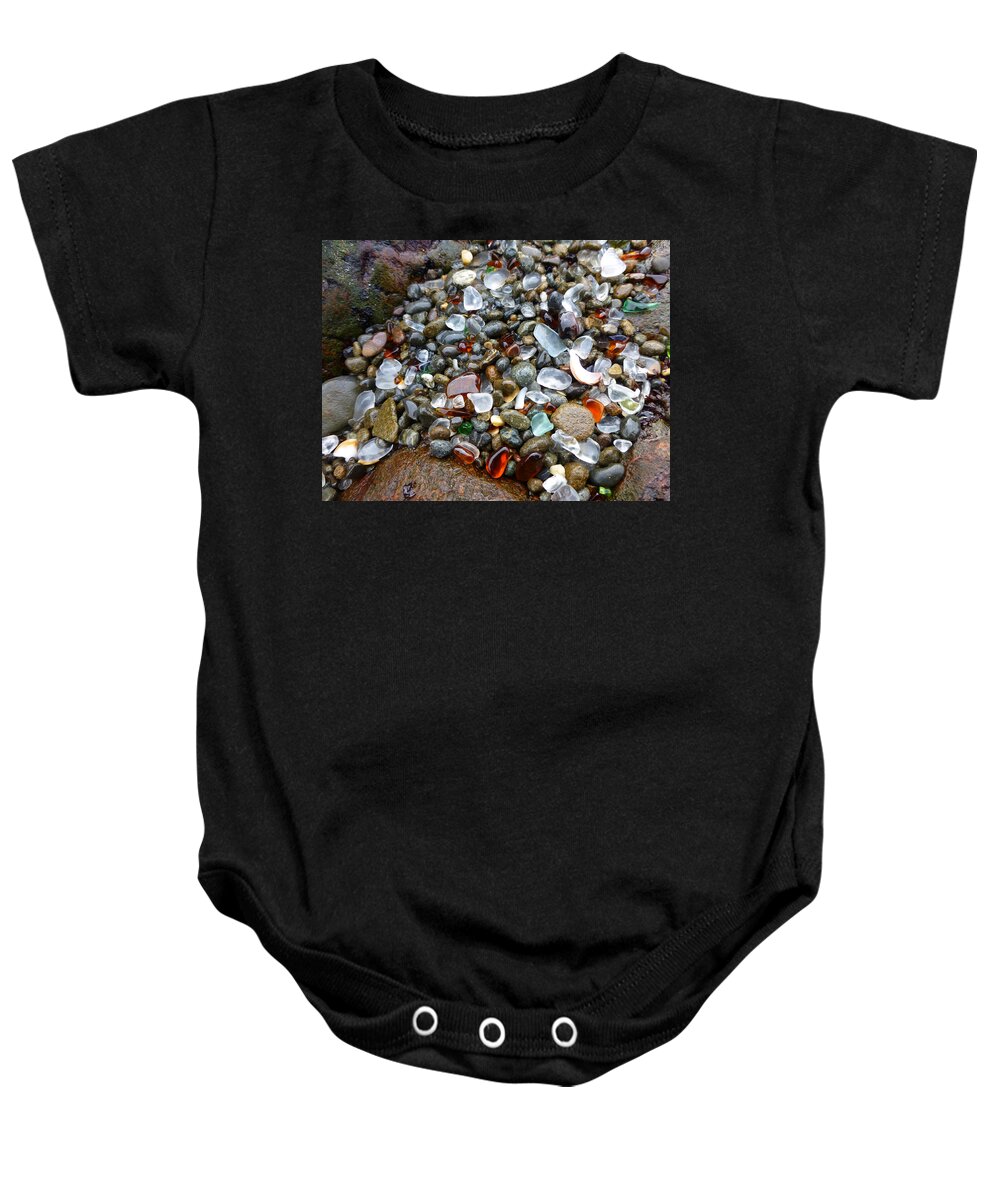 Sea Glass Baby Onesie featuring the photograph Sea Glass Gems by Amelia Racca