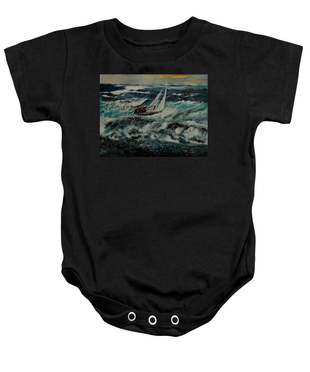 Sea Baby Onesie featuring the painting Seascape 97 by Pol Ledent