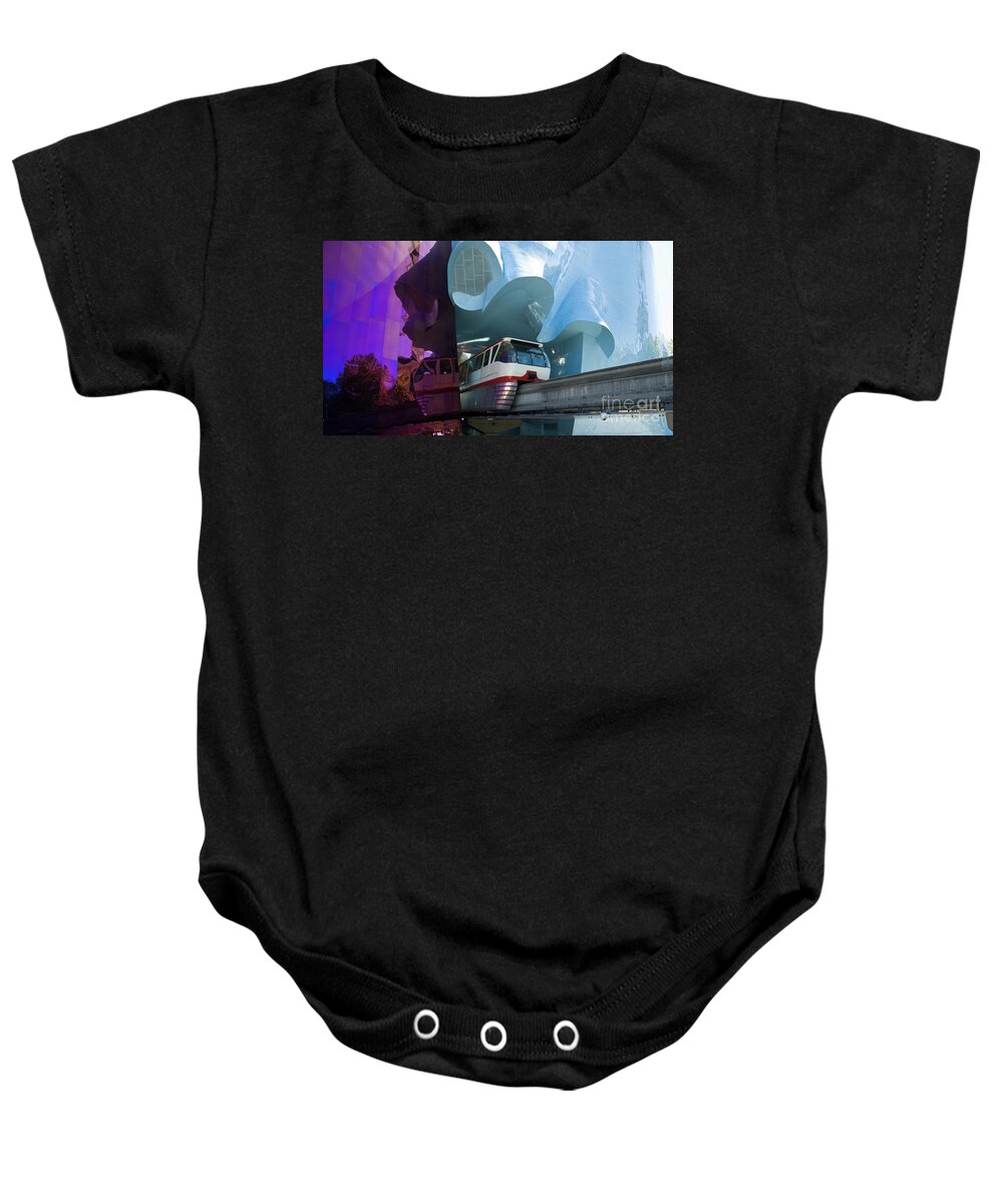 Seattle Baby Onesie featuring the photograph Seattle Monorail by Tim Mulina