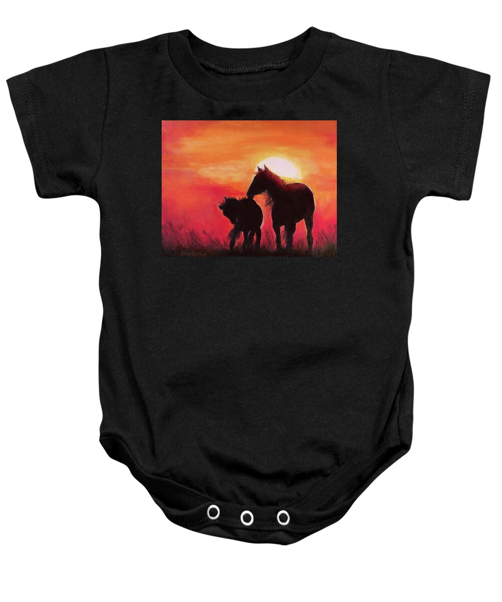 Shadows Of The Sun Baby Onesie featuring the painting Shadows of the Sun by Karen Kennedy Chatham