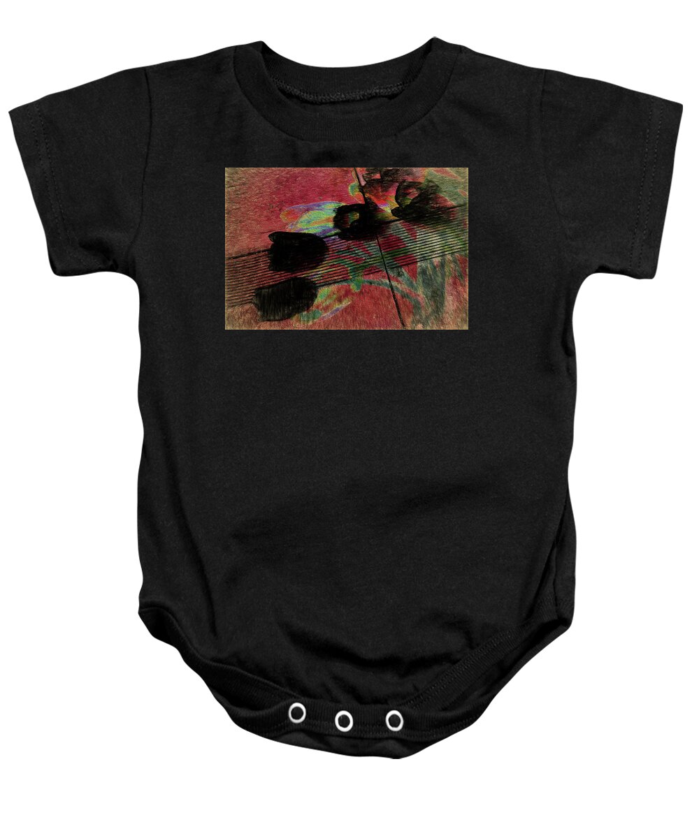 Black Baby Onesie featuring the photograph Shadows of Tulips by Sheryl Karas