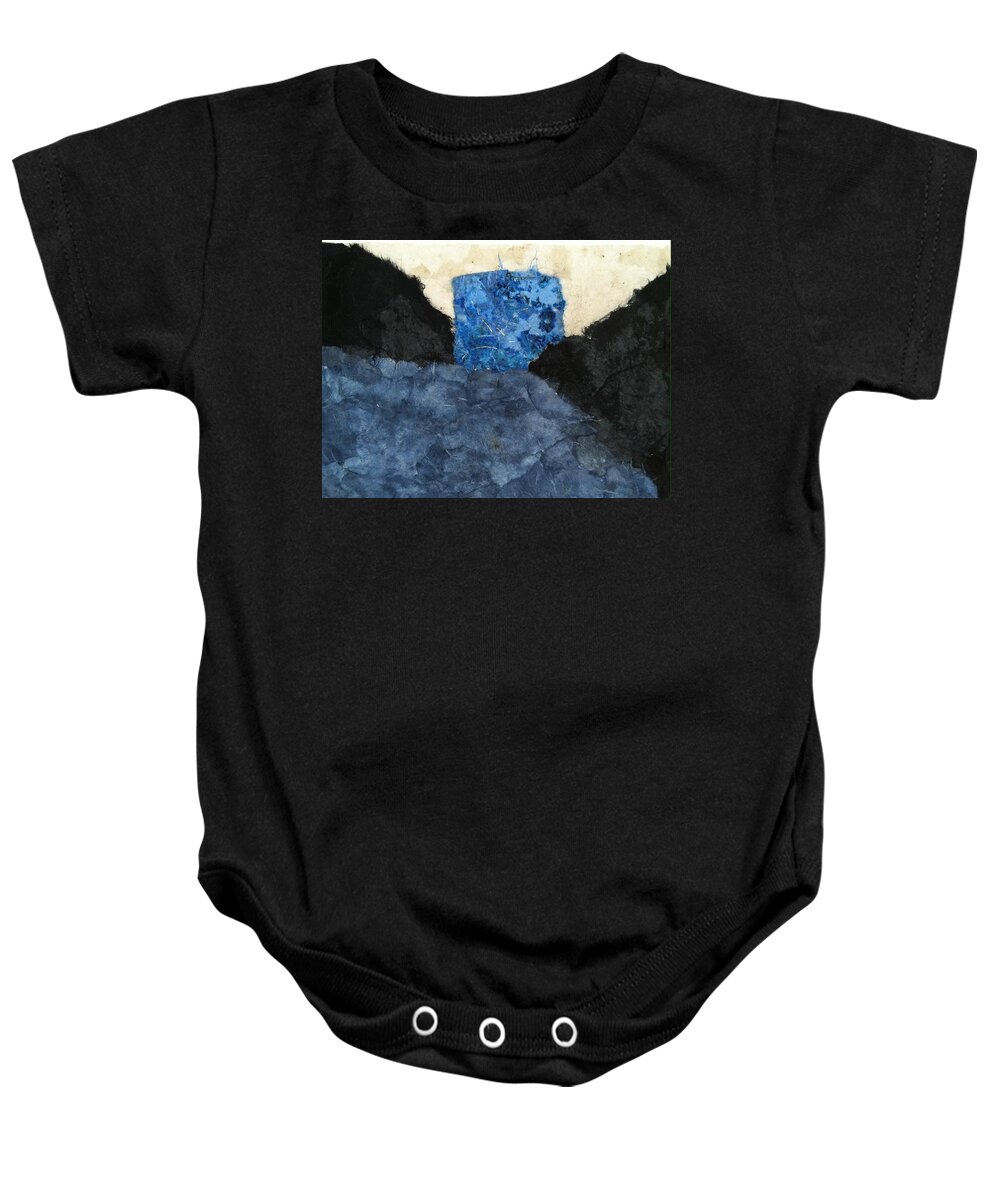 Torn Paper Collage Baby Onesie featuring the mixed media Shelter #2 by Elizabeth Bogard