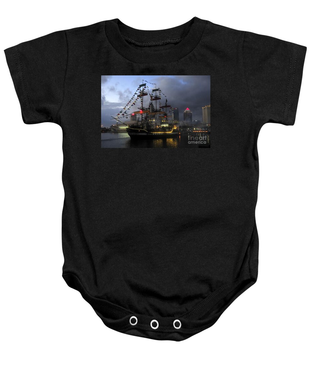 Tampa Bay Florida Baby Onesie featuring the photograph Ship in the Bay by David Lee Thompson