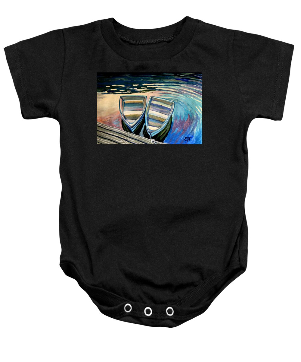 Boat Baby Onesie featuring the painting Side By Side by Elizabeth Robinette Tyndall