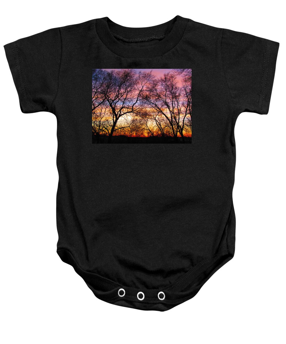 Photograph Baby Onesie featuring the photograph Silhouette Sunset 43017 by Delynn Addams