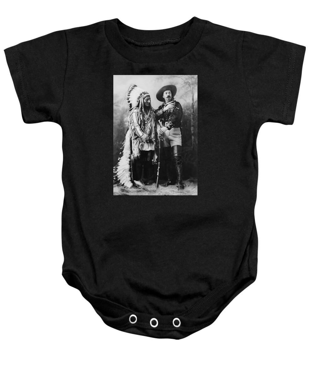 Sitting Bull Baby Onesie featuring the photograph Sitting Bull and Buffalo Bill - 1897 by War Is Hell Store