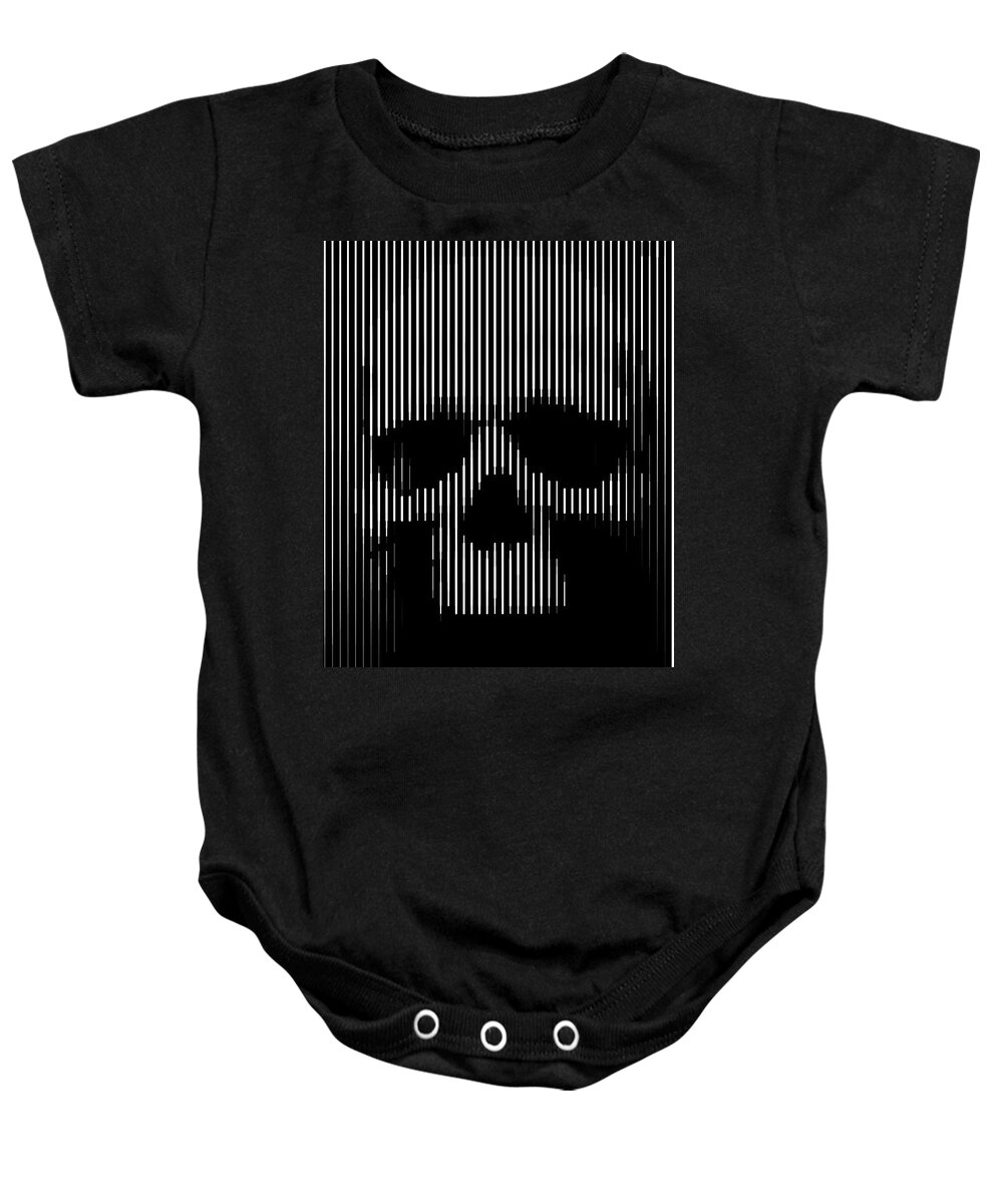 Skull Baby Onesie featuring the painting Skull Lines by Sassan Filsoof