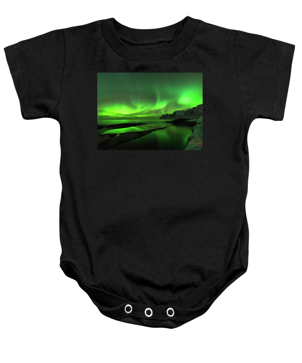 Norway Baby Onesie featuring the photograph Skydance by Alex Lapidus