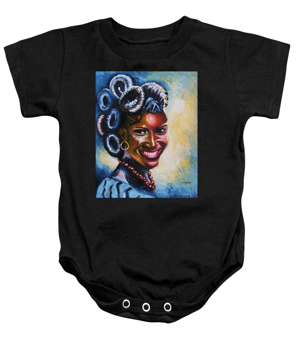 Smiles Baby Onesie featuring the painting Smile by Olaoluwa Smith
