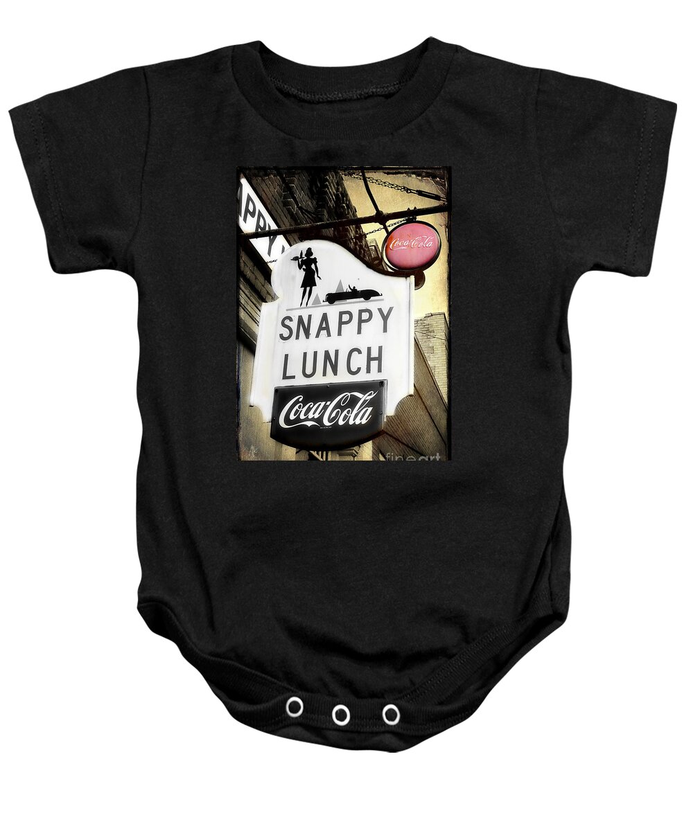 Snappy Lunch Sign Baby Onesie featuring the photograph Snappy Lunch by Michael Eingle