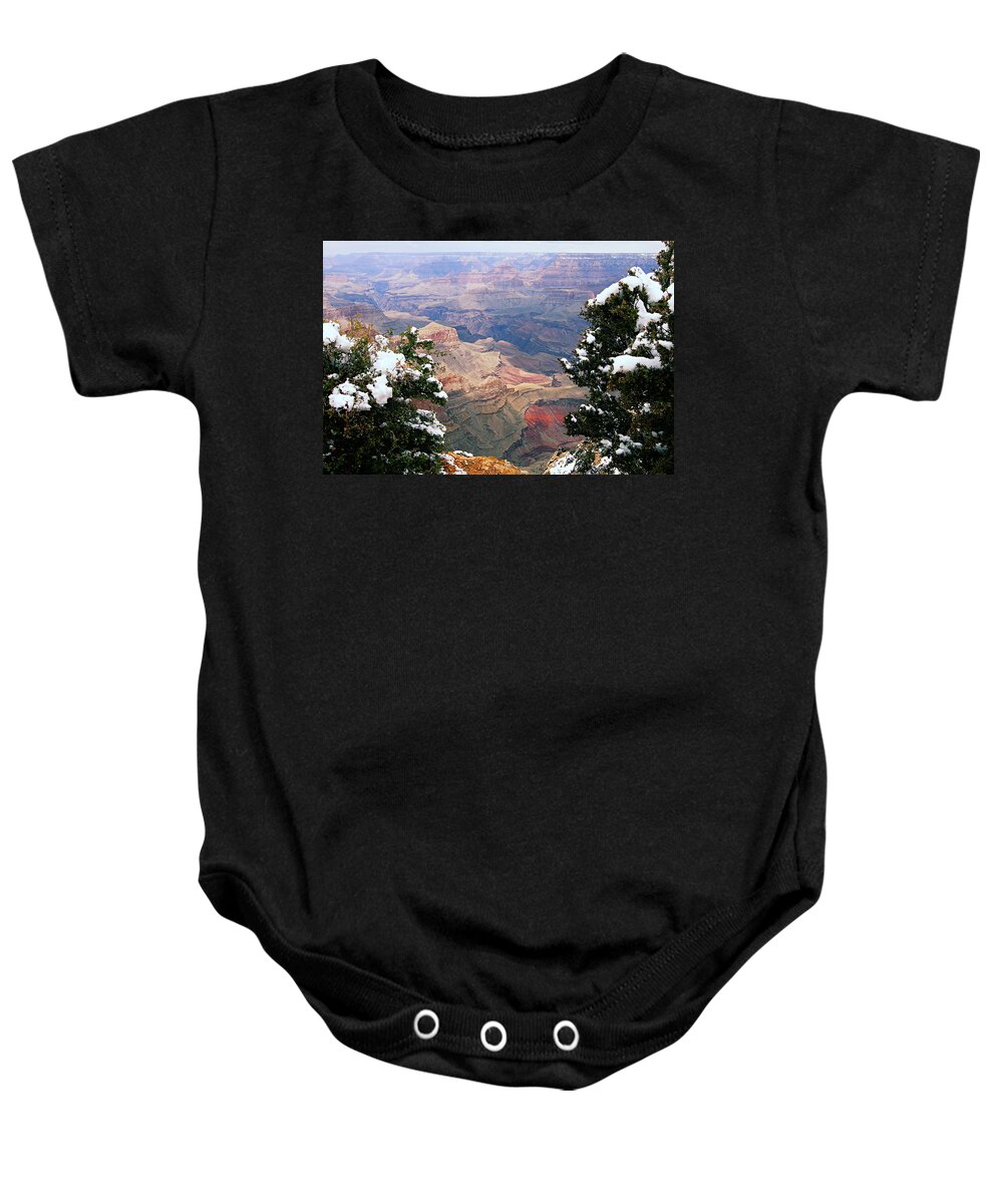 Grand Canyon National Park Baby Onesie featuring the photograph Snowy Dropoff - Grand Canyon by Larry Ricker