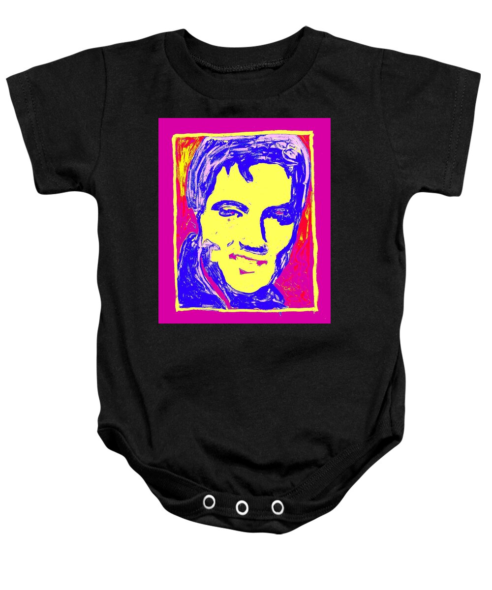 Painted Live At Somarts In Sf Baby Onesie featuring the painting Soma Elvis by Neal Barbosa