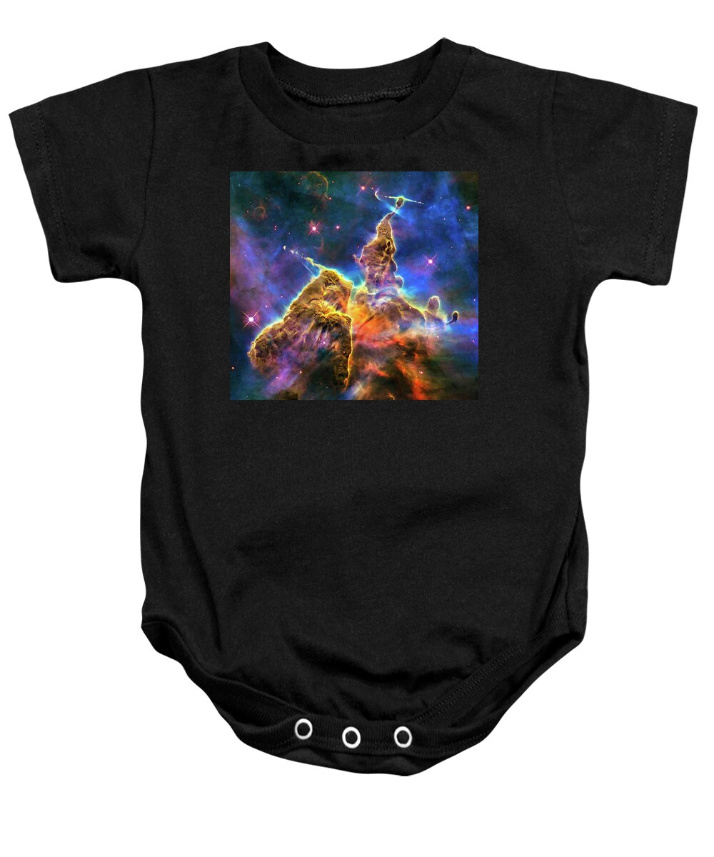 Mystic Mountain Baby Onesie featuring the digital art Space Image Mystic Mountain Carina Nebula by Matthias Hauser