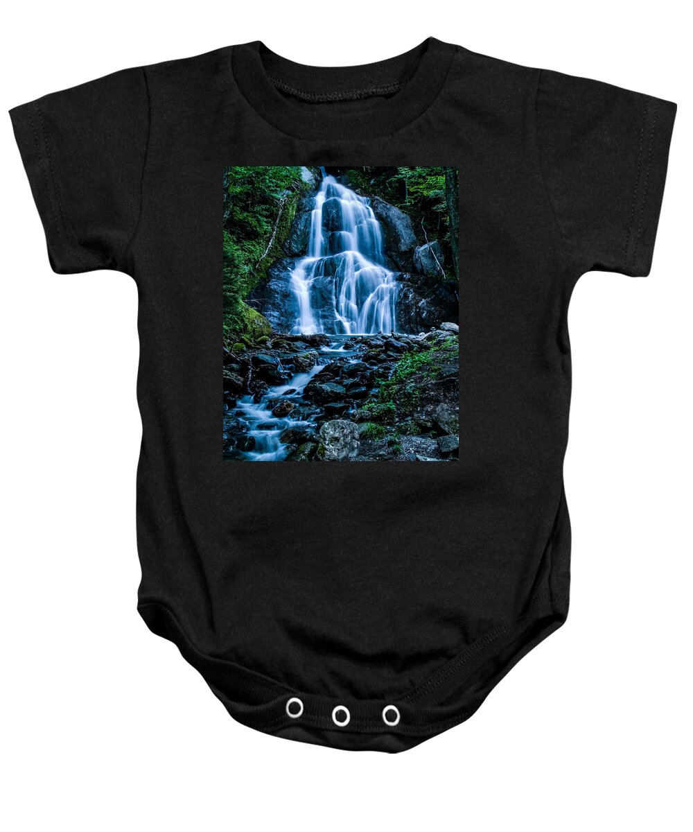 Granville Baby Onesie featuring the photograph Spring at Moss Glen falls by Jeff Folger