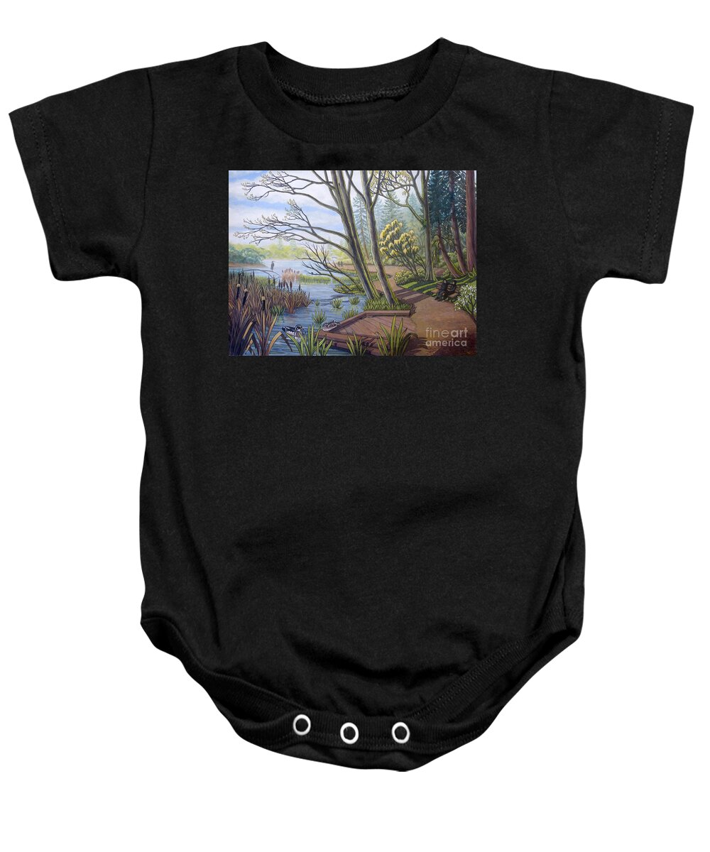 Landscape Baby Onesie featuring the painting Spring is in the Air by Kim Hunter