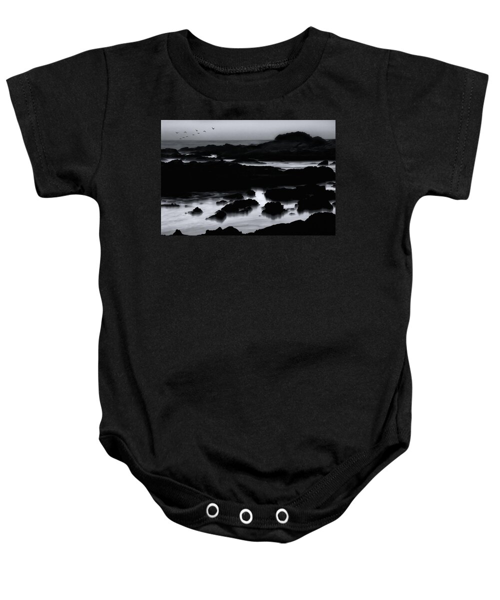 Pelicans Baby Onesie featuring the photograph Squadron of Pelicans At Dusk by Lawrence Knutsson