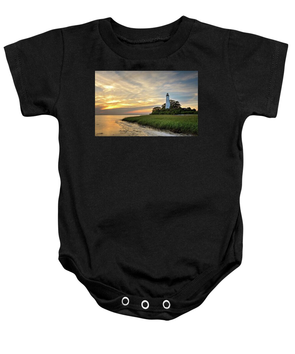 Lighthouse Baby Onesie featuring the photograph St. Mark's Lighthouse by Eilish Palmer