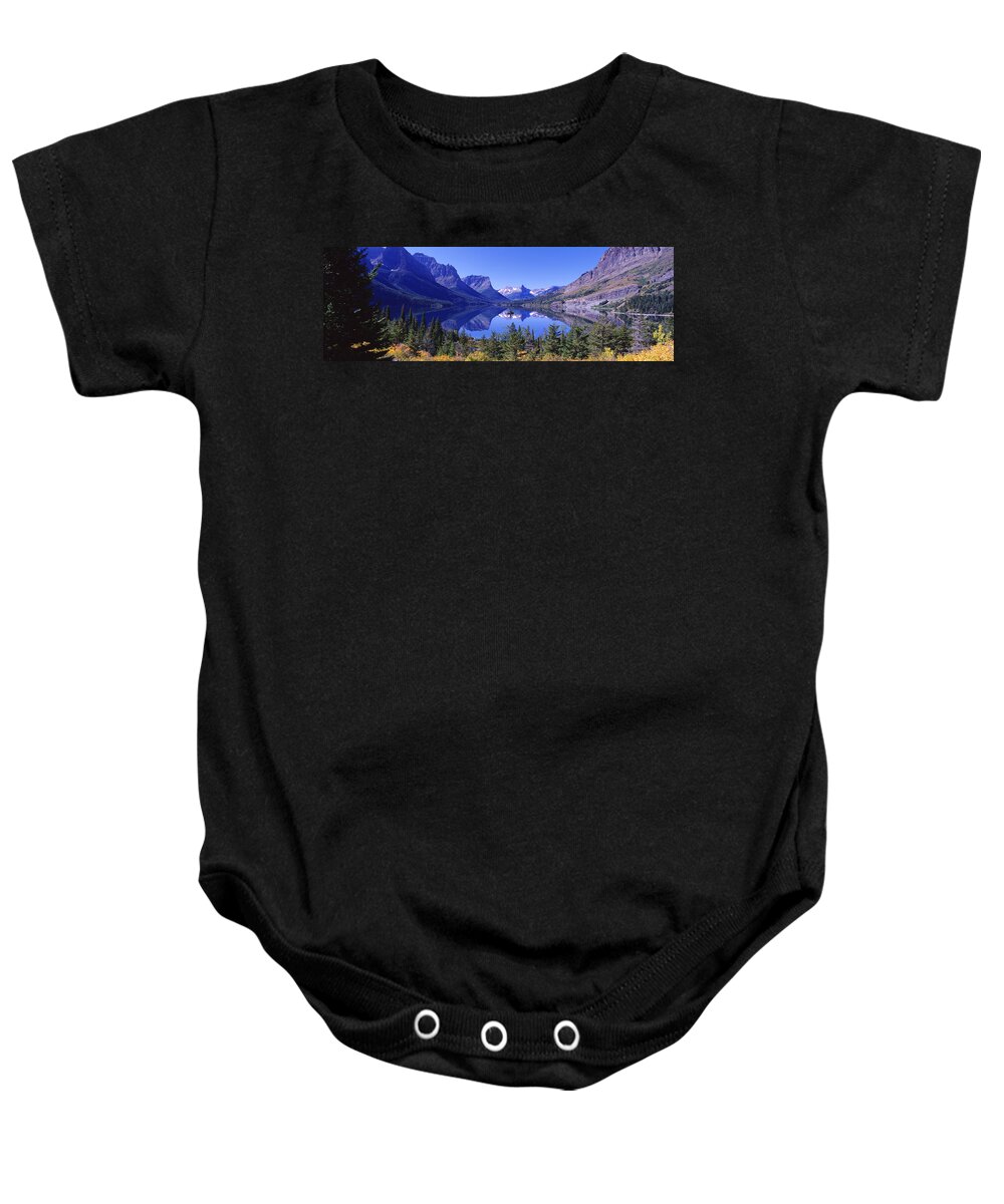 Photography Baby Onesie featuring the photograph St Mary Lake Glacier National Park Mt by Panoramic Images