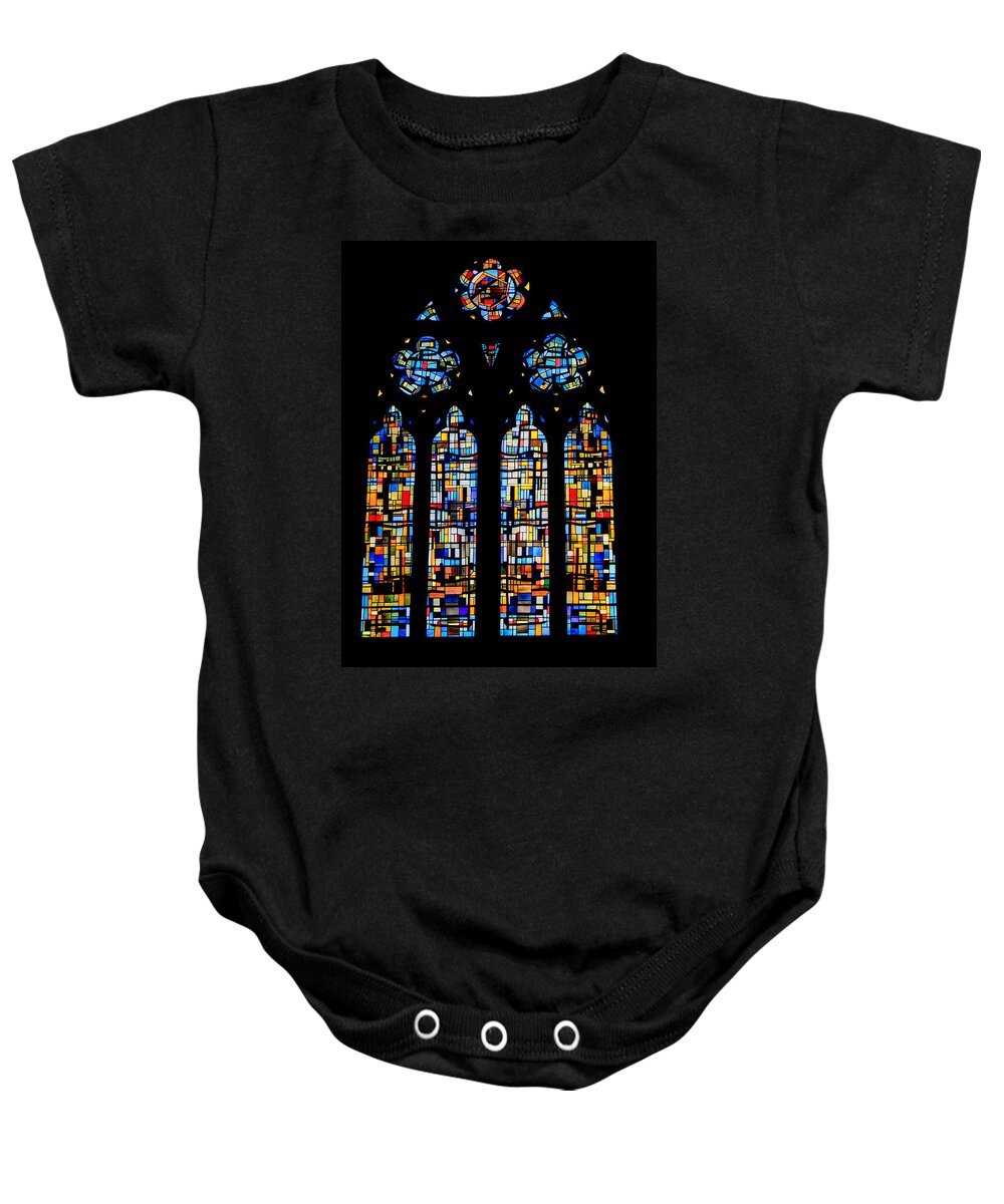 Stained Glass Baby Onesie featuring the photograph Stained Glass France by Tom Prendergast