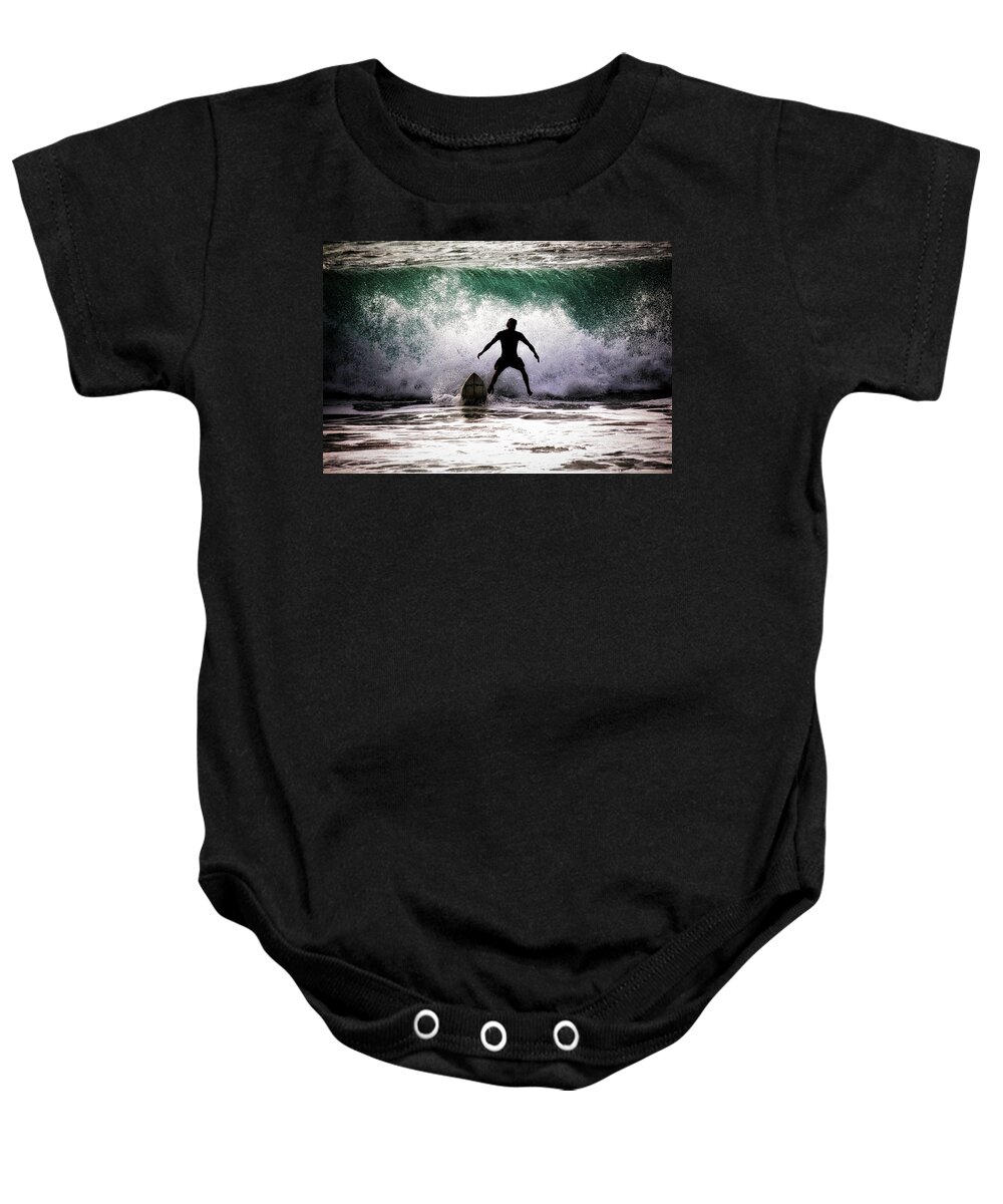 Surfer Baby Onesie featuring the photograph Standby Surfer by Jim Albritton