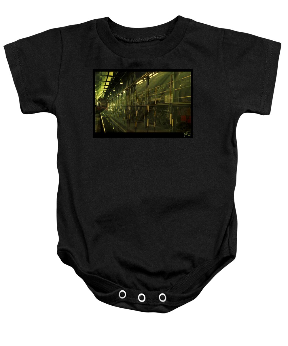 Steam Baby Onesie featuring the digital art Steam Train Shed Kimberly by Vincent Franco