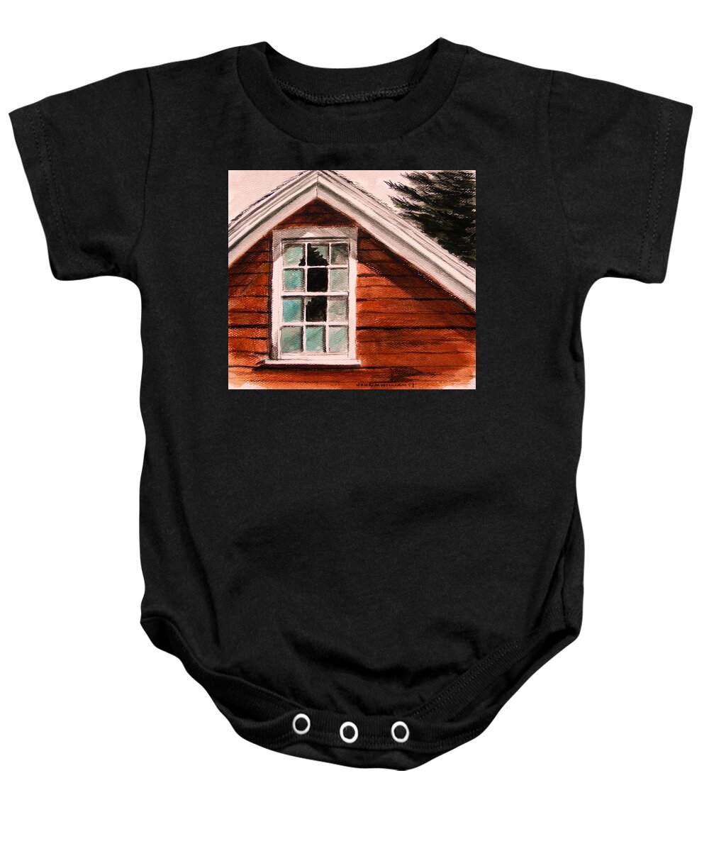 Window Baby Onesie featuring the painting Storm Damage by John Williams