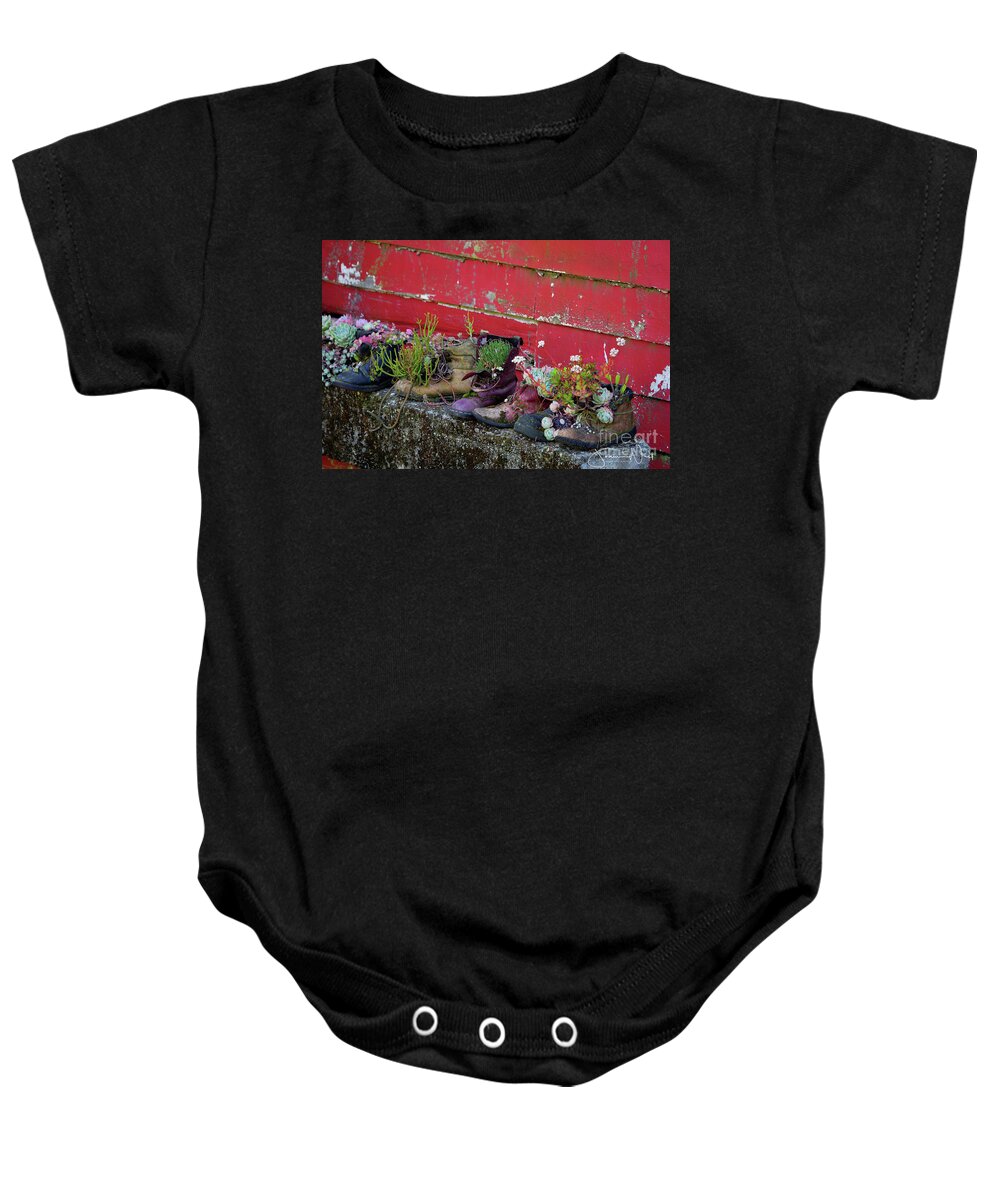 New Zealand Baby Onesie featuring the photograph Succulent Kiwi Shoes by Joanne West
