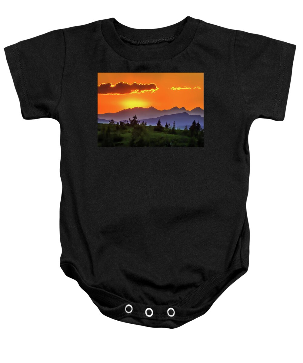  Baby Onesie featuring the painting Sun Rising by Harry Warrick