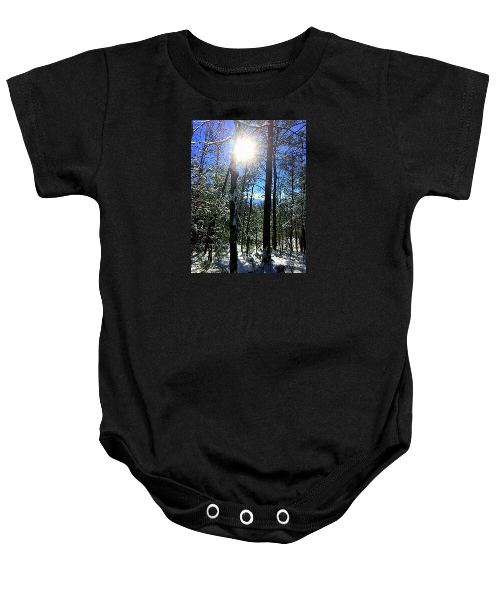 Photography Baby Onesie featuring the photograph Sunbeam Winter by Lessandra Grimley