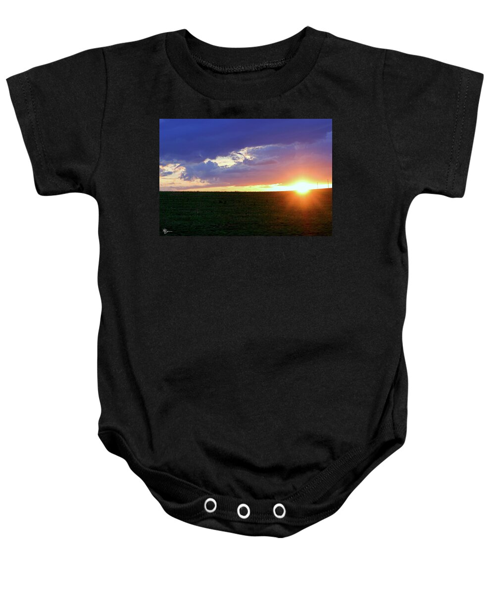 Landscape Baby Onesie featuring the photograph Sundown on the Horizon by Mary Anne Delgado