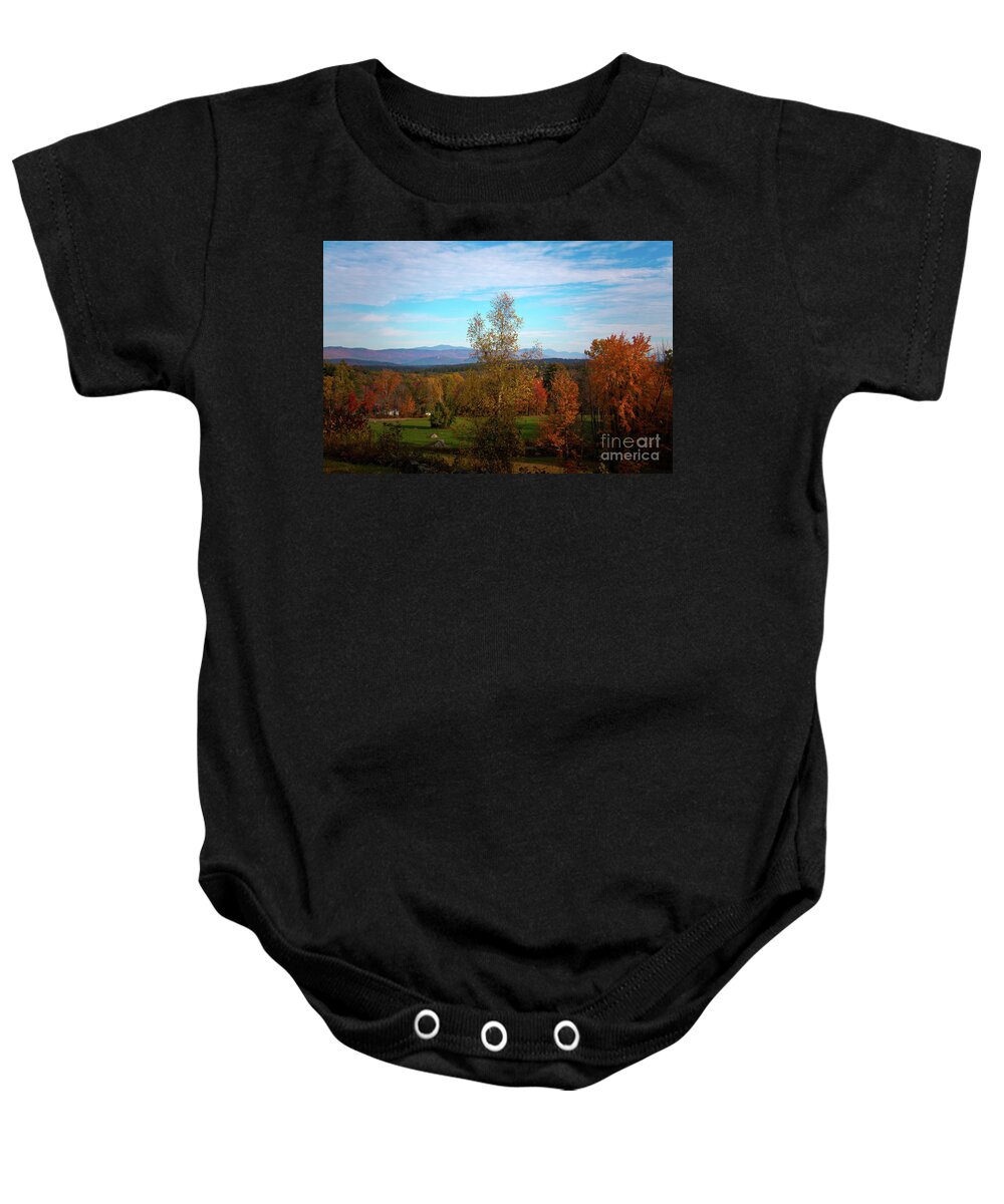 Sunny Baby Onesie featuring the photograph Sunny Day in October by Mim White