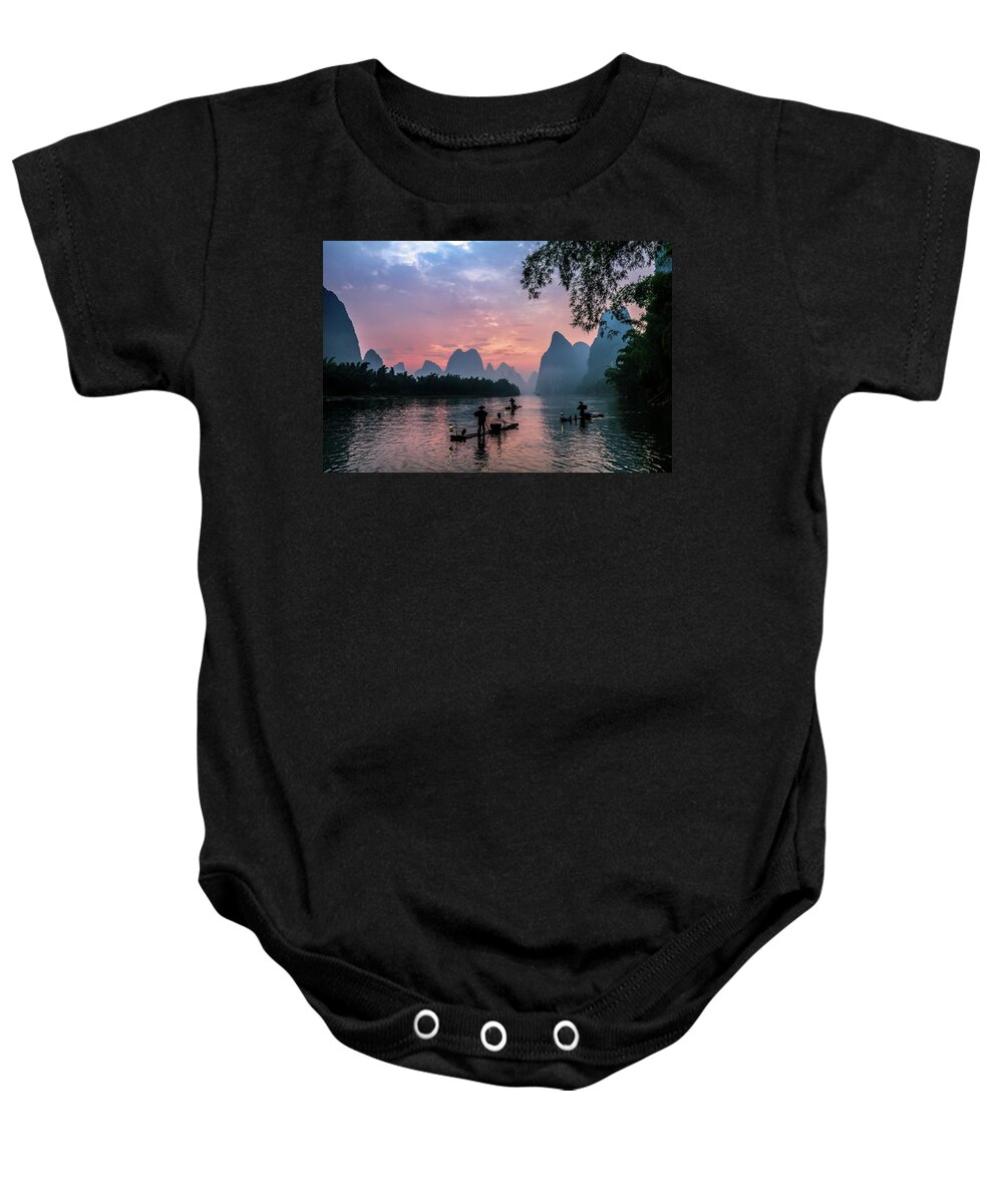 Asia Baby Onesie featuring the photograph Sunrise at Lee river by Usha Peddamatham