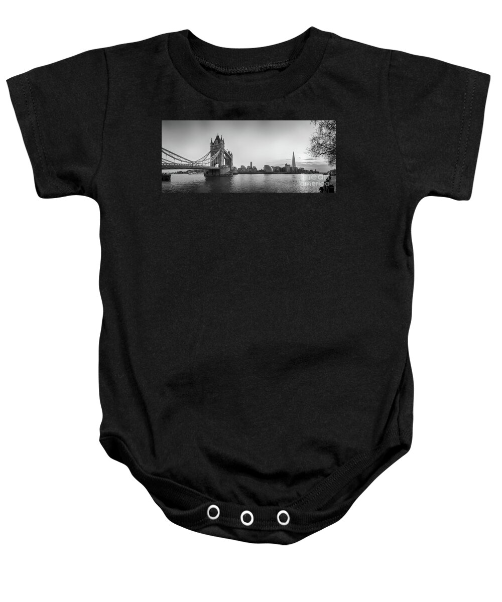 City Baby Onesie featuring the photograph Sunser over River Thames BW by Mariusz Talarek