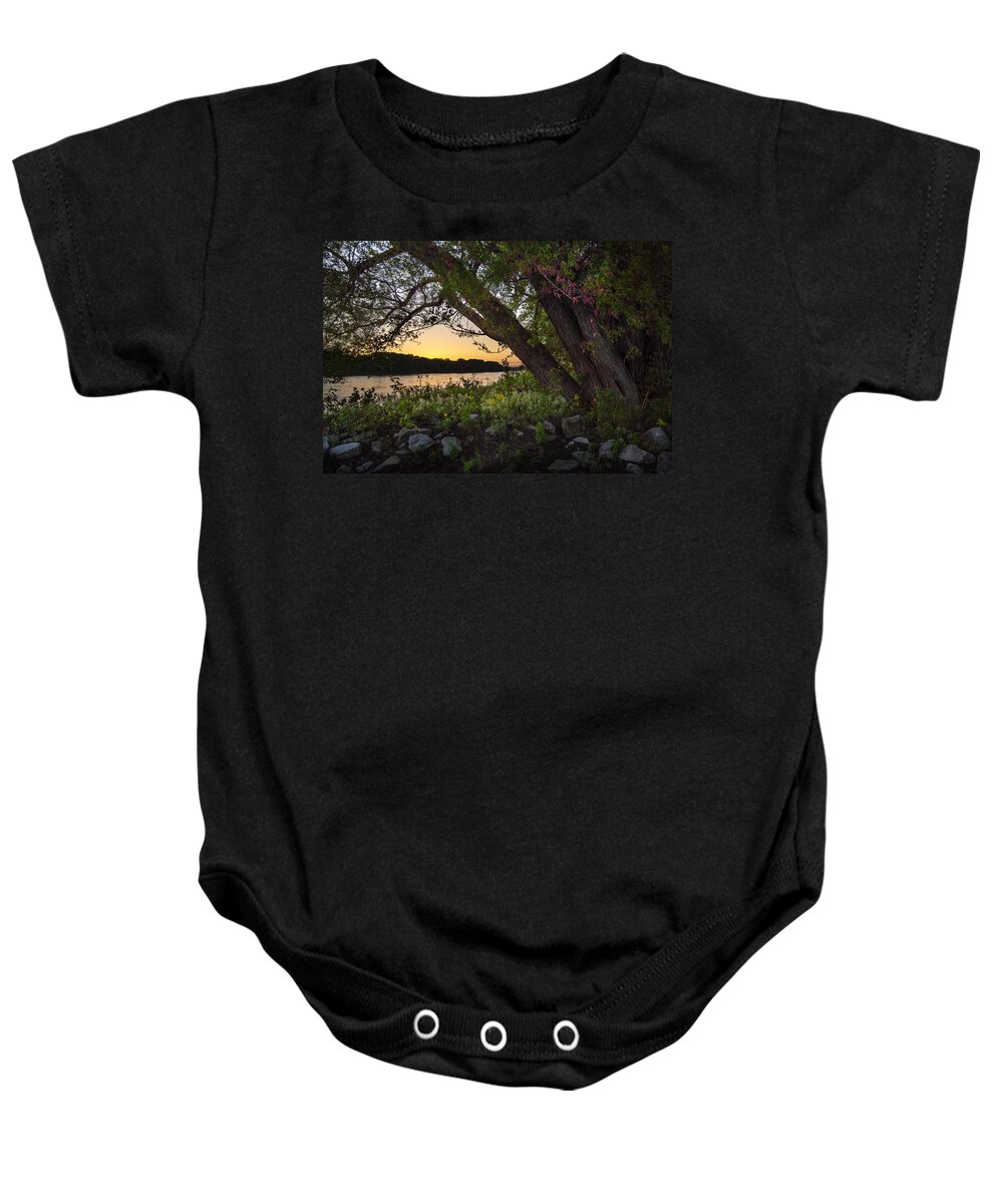 Mississippi River Baby Onesie featuring the photograph Sunset at the Confluence by Garry McMichael