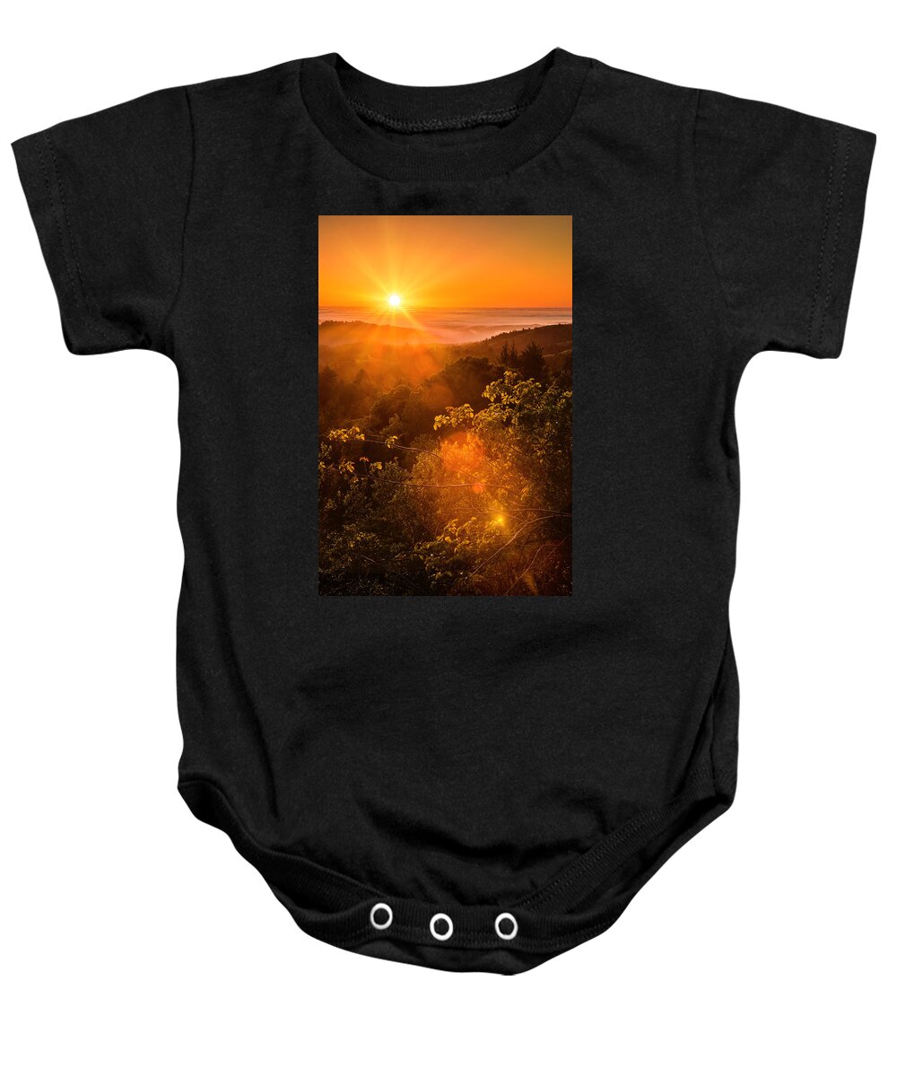 Pacific Baby Onesie featuring the photograph Sunset Fog over the Pacific #2 by Bryant Coffey