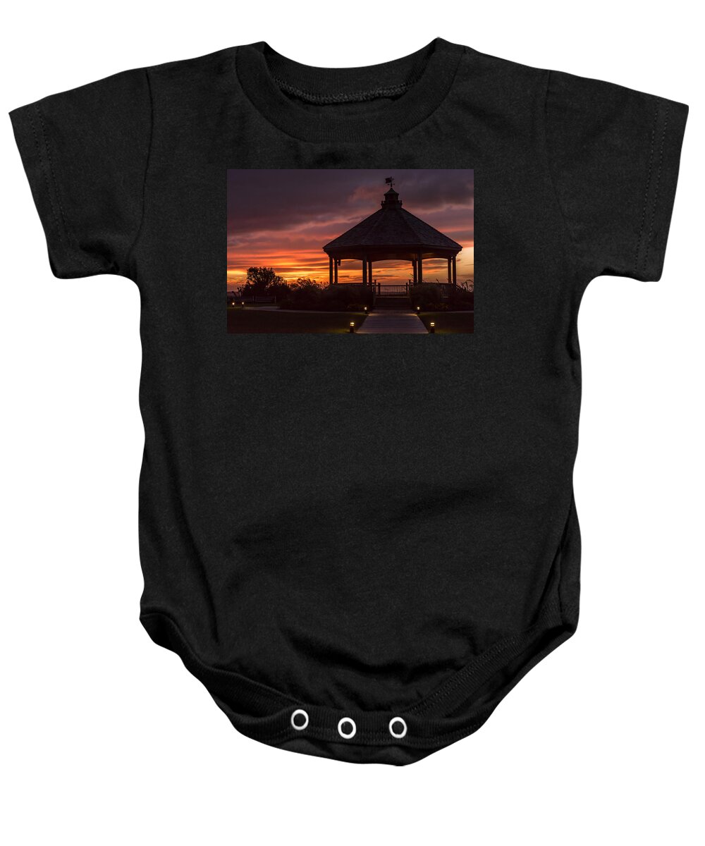 Terry D Photography Baby Onesie featuring the photograph Sunset Gazebo Lavallette New Jersey by Terry DeLuco