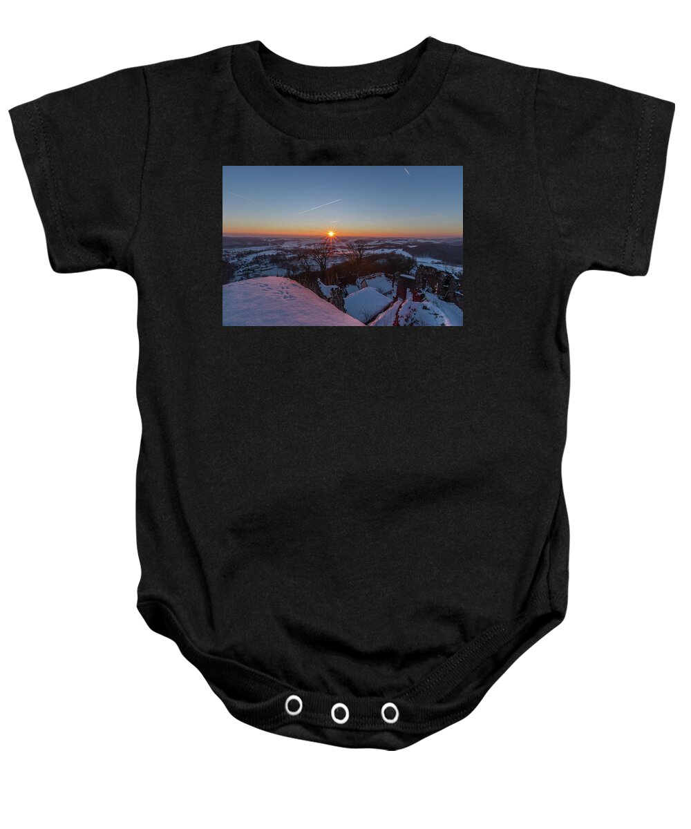 Nature Baby Onesie featuring the photograph sunset in the Southern Harz by Andreas Levi