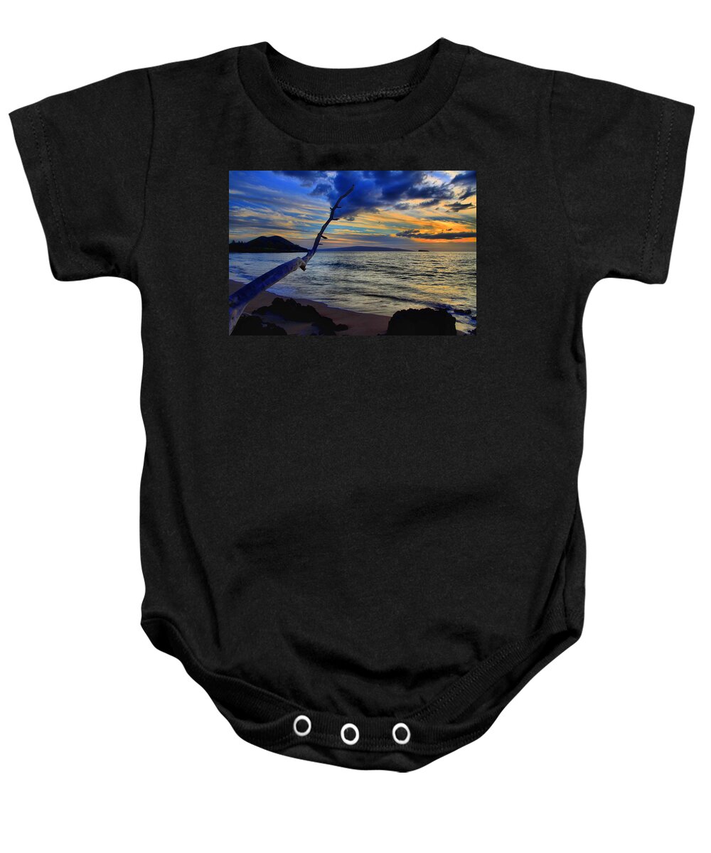 Maui Baby Onesie featuring the photograph Sunset On Makena Bay by DJ Florek
