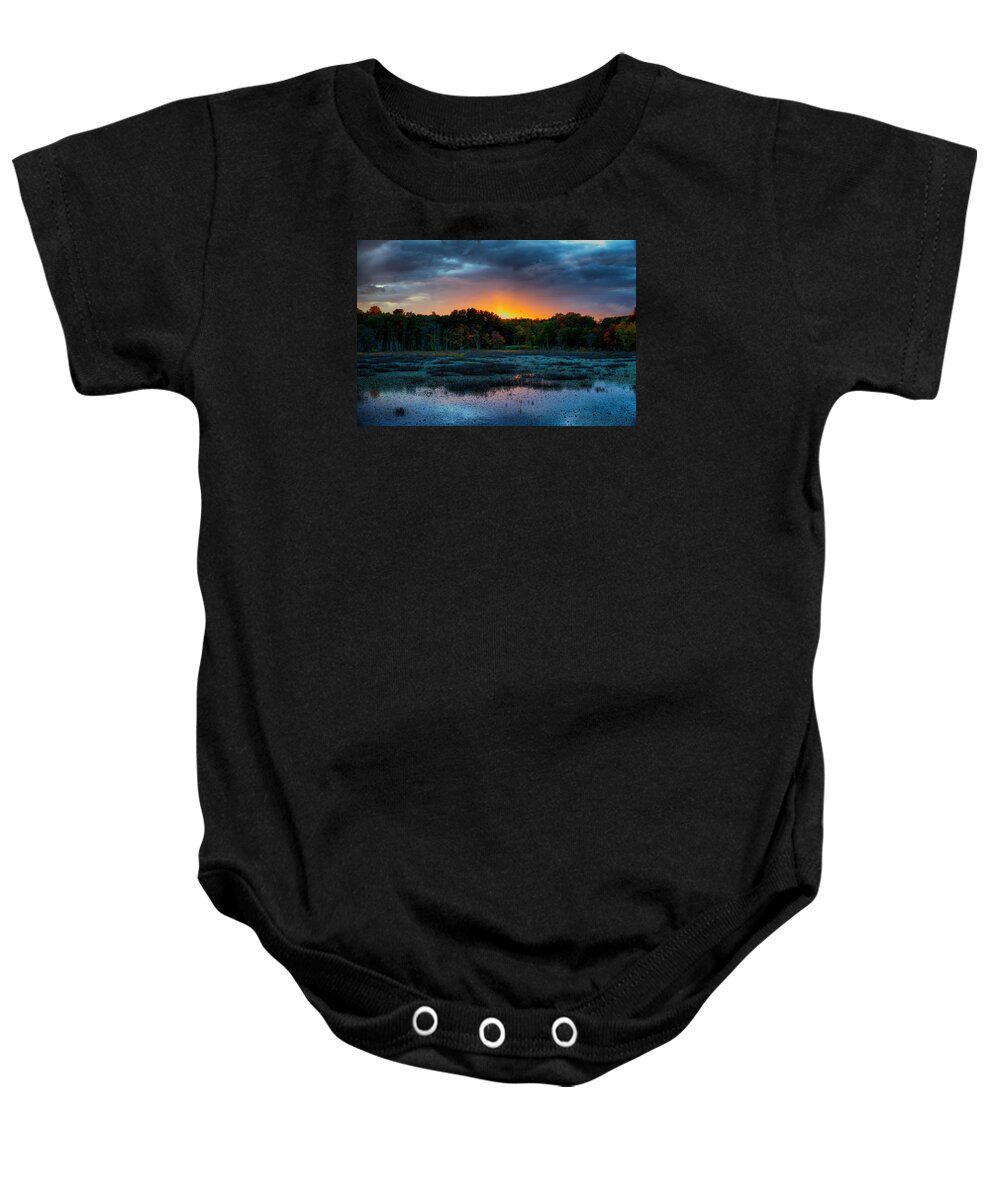 Sunset Baby Onesie featuring the photograph Sunset over Ipswich River by Lilia S