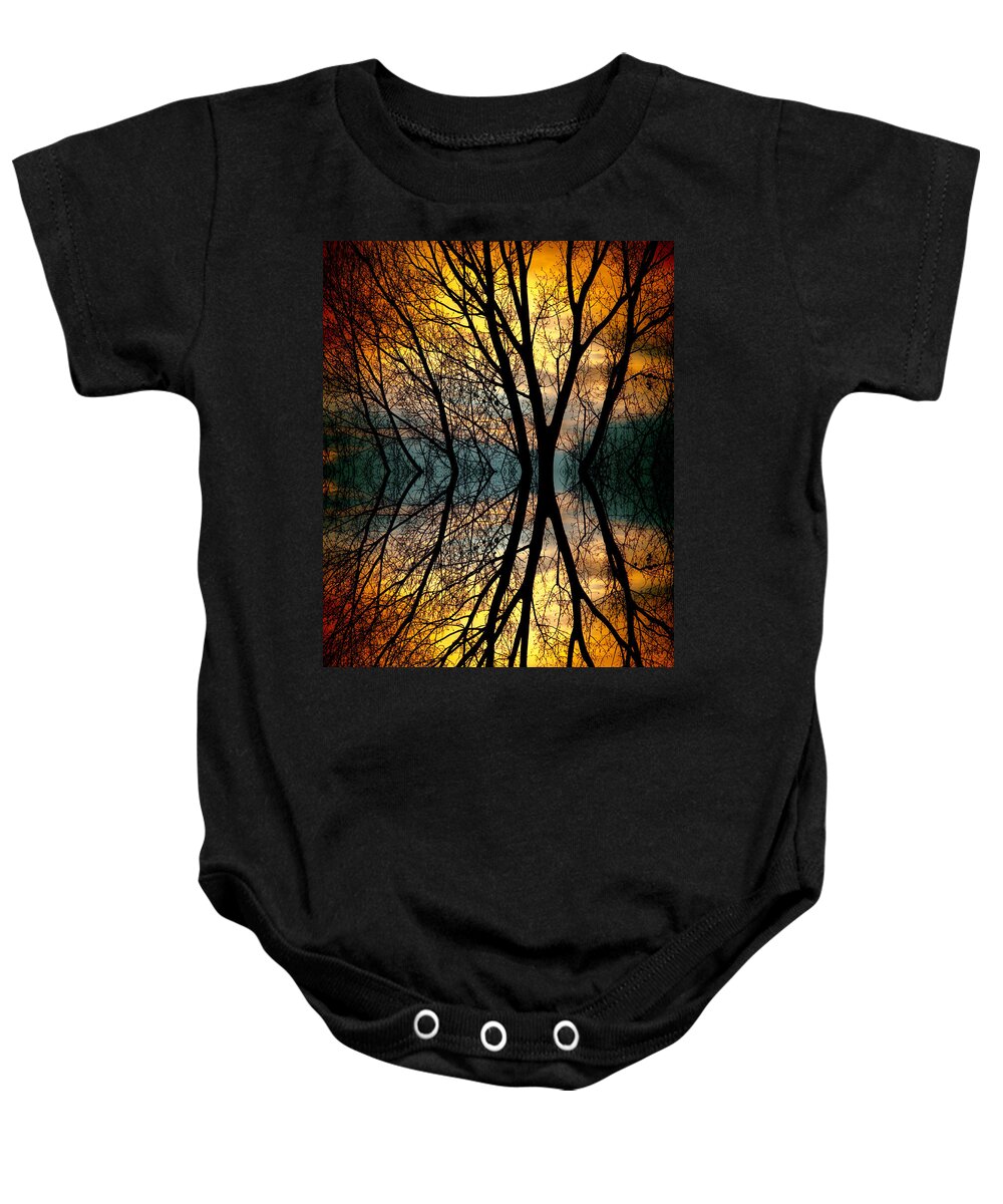 Abstract Baby Onesie featuring the photograph Sunset Tree Silhouette Abstract 3 by James BO Insogna