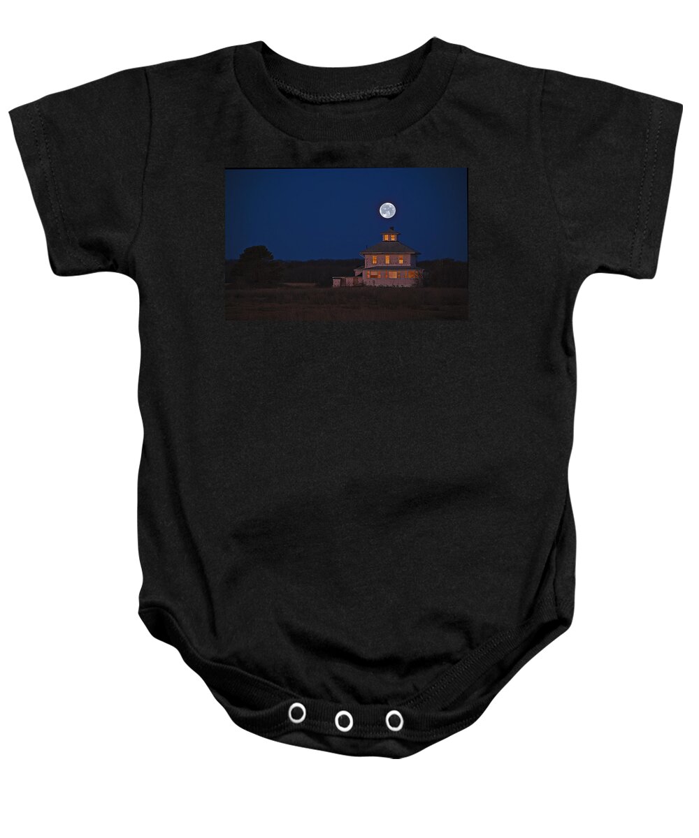 Plum Island Baby Onesie featuring the photograph Super Moonset at Sunrise March 2011 by Rick Mosher
