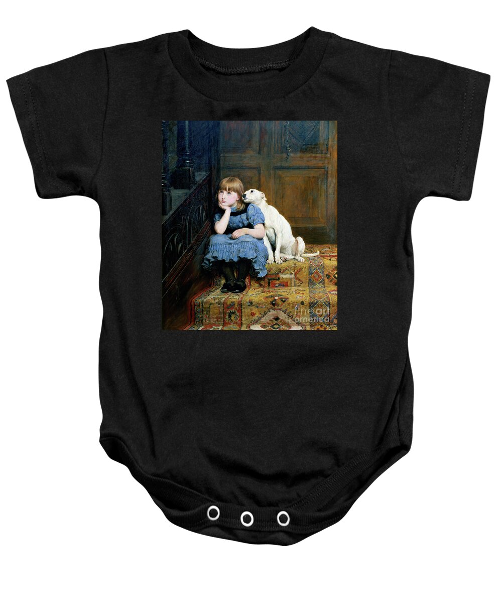 Sympathy Baby Onesie featuring the painting Sympathy by Briton Riviere