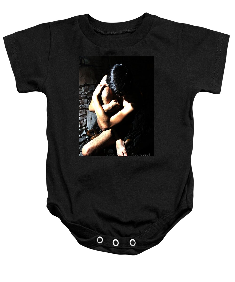Seated Figure Baby Onesie featuring the photograph Tangled by Robert D McBain