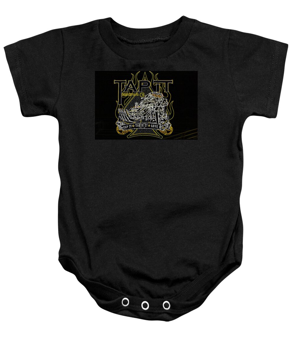 Beer Baby Onesie featuring the digital art Mancave sign by Darrell Foster