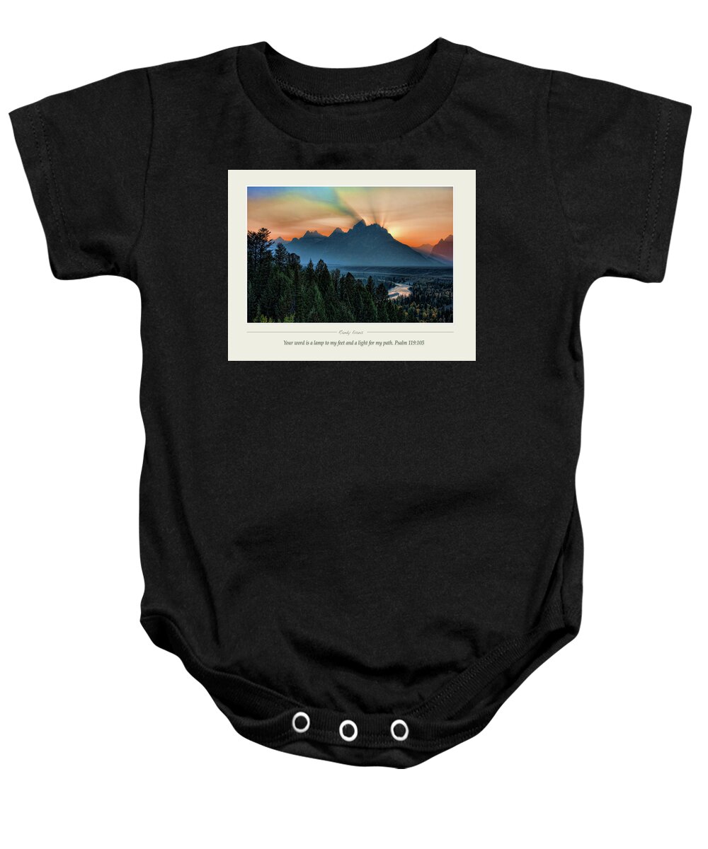 Light Baby Onesie featuring the photograph Teton Light by Randall Evans