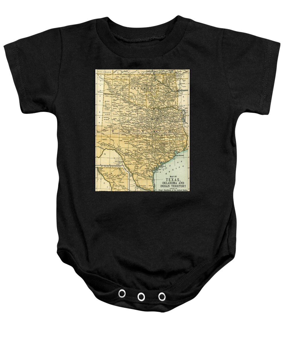Map Baby Onesie featuring the photograph Texas Oklahoma Indian Territory Antique Map 1891 by Phil Cardamone